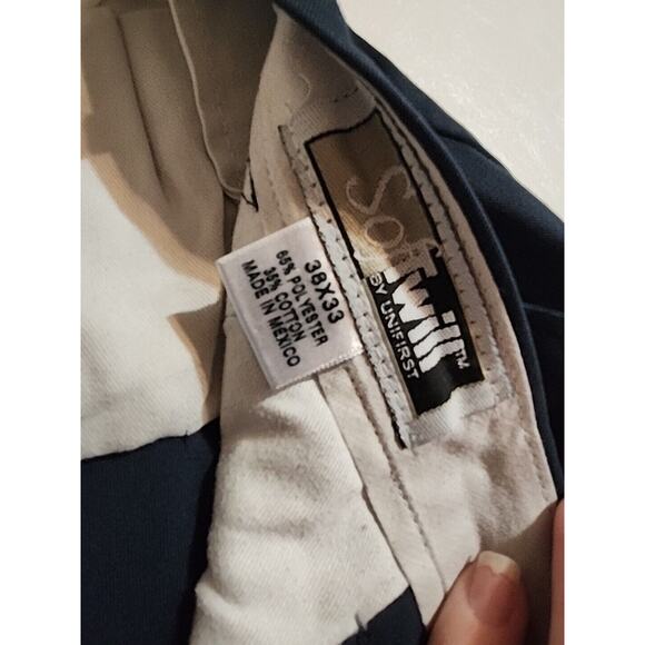 UniFirst SofTwill Work Pants Navy 38x33 Pleated Front Pockets Lightweight - Picture 7 of 9